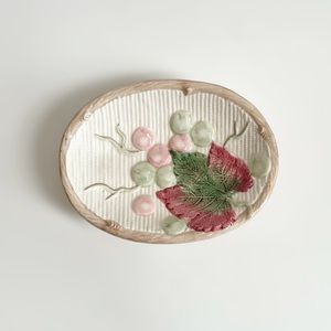 Vintage Fitz and Floyd Ceramic Red Green  Bathroom Soap Trinket Round Dish